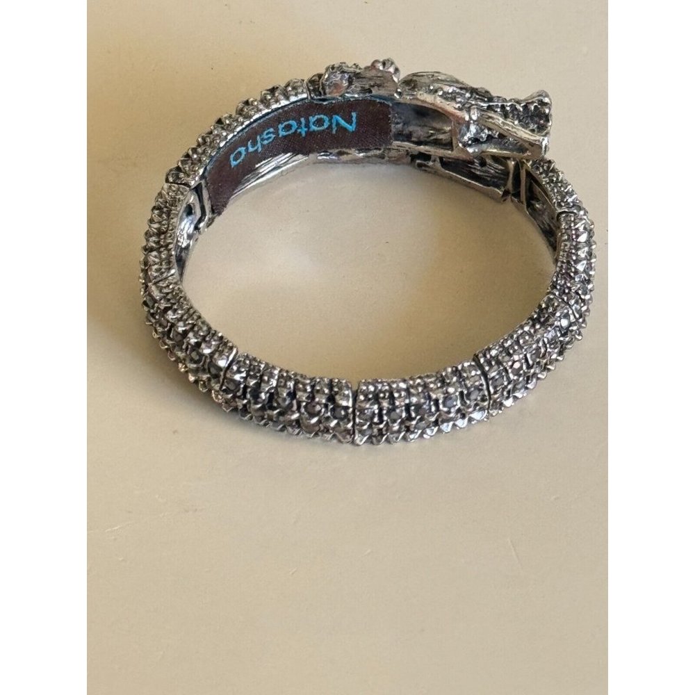 Natasha Designer Snake Charm Wrap Bracelet Jeweled w/Smokey Quartz Rhinestones - Picture 5 of 9